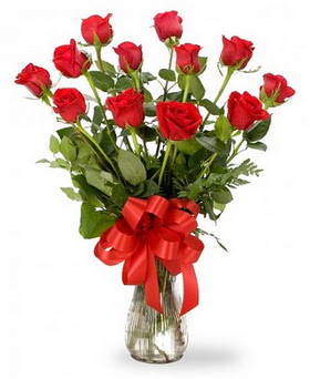  Hatay 14 şubat sevgililer günü çiçek  12 adet kırmızı güllerden vazo tanzimi